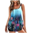 thumbnail image 2 of EGNMCR Bikini Set Women Plus Size Print Bowknot Set Two-Piece Swimsuit Swimwear Shorts, 2 of 9