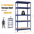 thumbnail image 2 of Gymax 2 Pcs Étagère de Rangement de Garage en Métal à 5 Niveaux de 73 Pieds' Autoportante avec Unité Réglable Bleu, 2 of 10