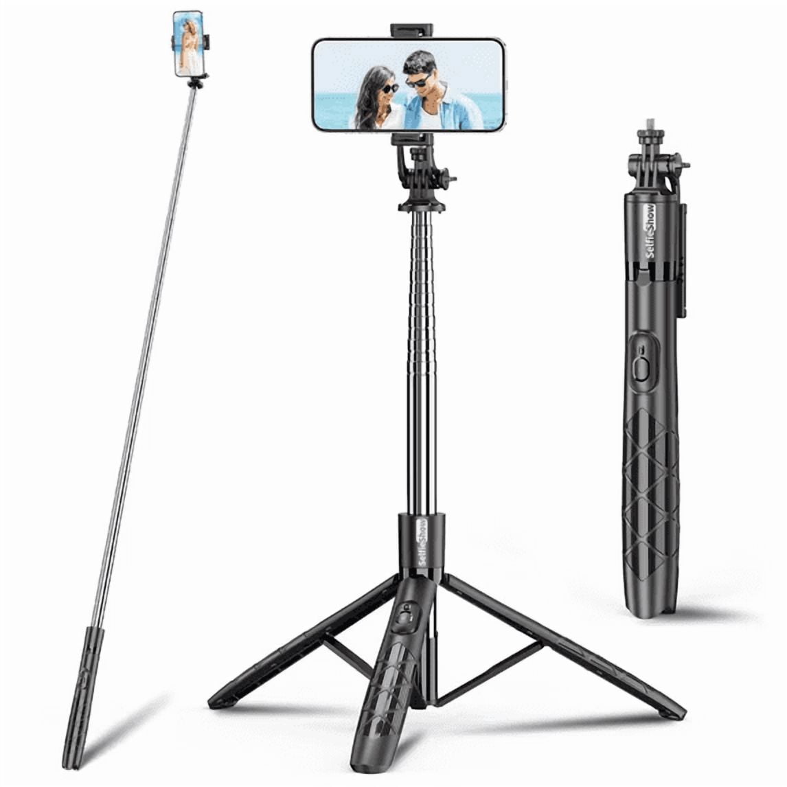 Trépied de Téléphone 71 Pouces et Perche à Selfie, Trépied de Téléphone Cellulaire Tout-en-un Extensible avec Télécommande Sans Fil, Support de Trépied pour iPhone et Trépied de Voyage Rotation à 360° Compatible avec Téléphone iPhone Android, Caméra