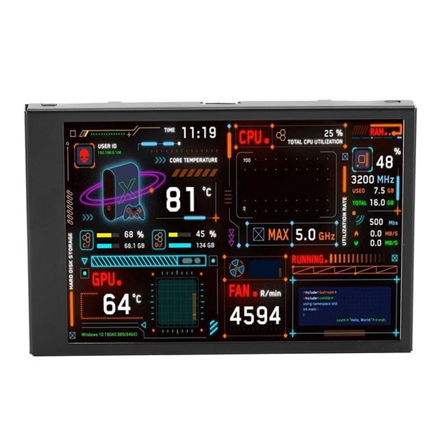 Panneau de capteur d'ordinateur,3.5in Moniteur informatique Temp PC Affichage de la température CPU Moniteur de données construit pour la dernière fois