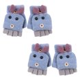 thumbnail image 4 of 2 Pairs Half Finger Flip Cover Kids Gloves Cartoon Knitted Gloves (Random Color), 4 of 7