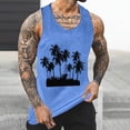 thumbnail image 2 of Sentmoon Mens Tank Top Summer Sleeveless Crew Neck Mens Undershirts Palm Tree Print Relaxed Fit Plus Size Compression Men Compression Shirt Hawaii for Running in Hot Weather S, 2 of 6