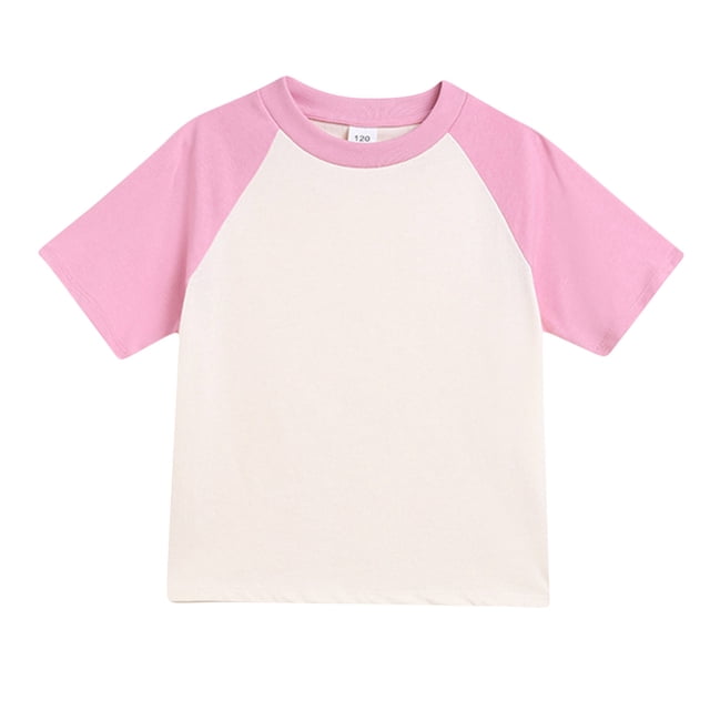 LLYWEY Chandail Raglan pour Enfants, T-Shirts de Baseball pour Tout-Petits, T-Shirt de Baseball Unisexe Garçons Filles d'Été à Col Rond à Manches Courtes, Haut Tunique Ample Décontracté Respirant à Enfiler 3-14 Ans Roses 2T