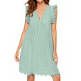 thumbnail image 1 of Ketyyh-chn99 Robe pour Femme Grande Taille Robe Maxi Manche à Volants Jupe Évasée à Étages Mini Robe Vert,G, 1 of 5