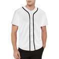 thumbnail image 2 of TOPTIE Men's Baseball Jersey Plain Button Down Shirts Team Sports Uniforms-white black-XL, 2 of 10