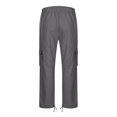 thumbnail image 5 of Cargo Pants Plus Size Solid Color Softy Work Pants for Men Mid Rise Casual Loose Dress Pants Lightweight Fashion Straight Fit Daily Drawstring Comfy Pants(Dark Gray,XL), 5 of 5