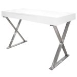 Pemberly Row Bureau d'ordinateur de cadre en acier inoxydable moderne dans Chrome/Argent
