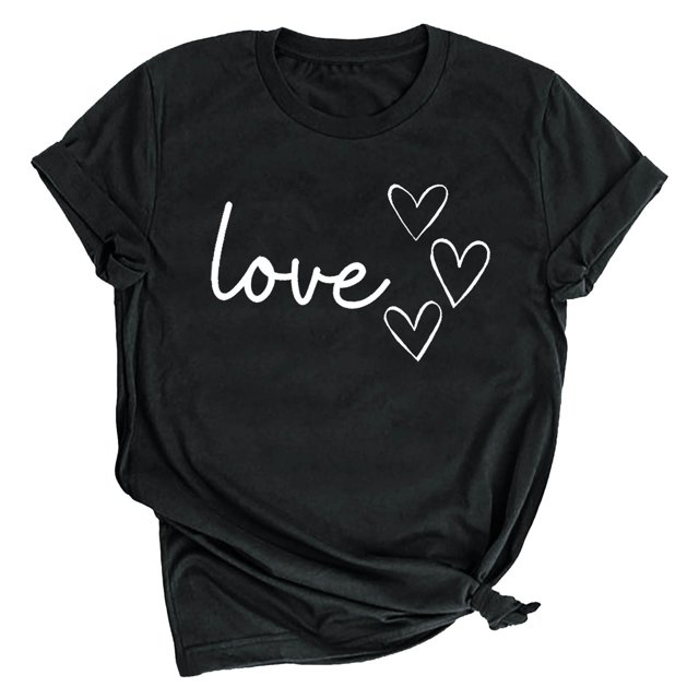 Diufon Hauts de la Saint-Valentin pour Femmes Décontractés Tendance T-Shirt à Manches Courtes Col Ras du Cou Mignon à Imprimé Graphique Chandail Blouse