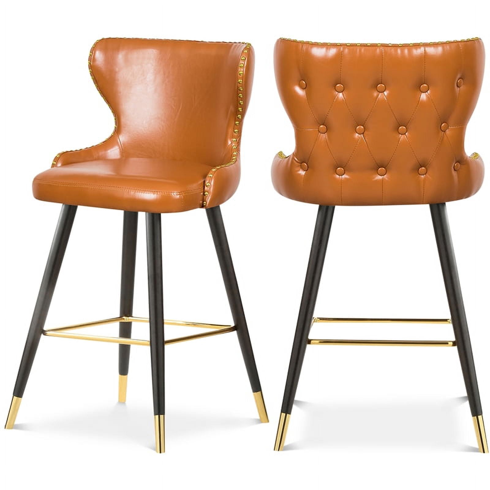 Meridian Furniture Hendrix Cognac Vegan Leather 28" Counter Stool (Set of 2)