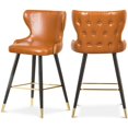 thumbnail image 1 of Meridian Furniture Hendrix Cognac Vegan Leather 28" Counter Stool (Set of 2), 1 of 8
