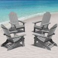 thumbnail image 1 of WINSOON Chaises Pliantes Adirondack Ensemble de 4 Chaises de Patio Extérieures, Finition Grise, 1 of 1