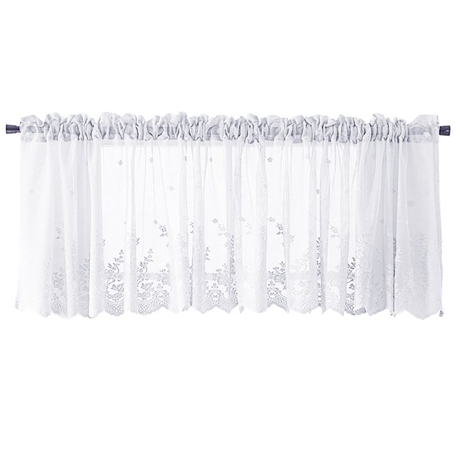 Qualitygoods Lace Cafe Kitchen Ruffle Window Drape Valance Semi Transparent Voile Curtains Window Treatment