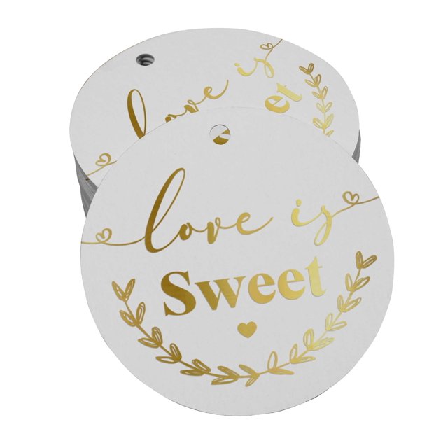 Inkdotpot Gold Foil Paper Hang Tag Love Is Sweet Wedding Favor Tag 100 Piece
