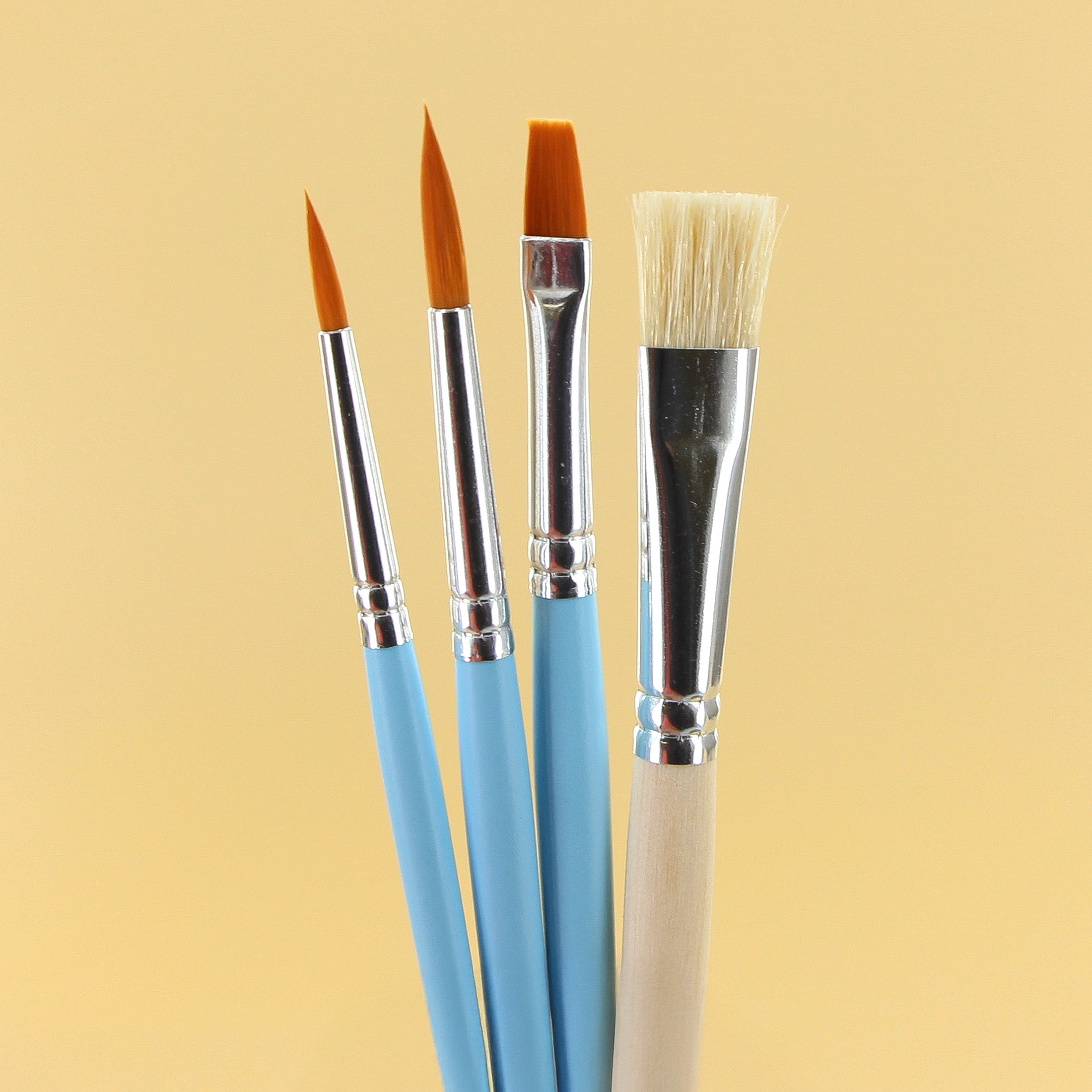 MONT MARTE assorti Paint Brushes 4 pièces, Intro set, Flat et rond brushes