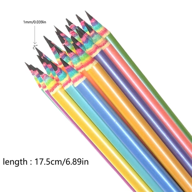 Crayons Arc-en-ciel 7 En 1 – Lot De 12 Avec 2 Taille-crayons – Bois Noir Haute Densité