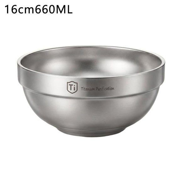 Titanium Double Wall Anti-Scalding Rice Bowl, Lightweight Camping Bowl, Antibacterial & Stackable, 4 Sizes for Outdoor, Home & Dining