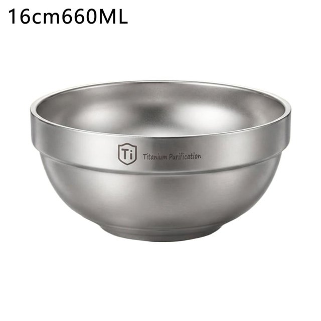 Titanium Double Wall Anti-Scalding Rice Bowl, Lightweight Camping Bowl, Antibacterial & Stackable, 4 Sizes for Outdoor, Home & Dining