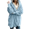 thumbnail image 2 of Fiogavroetic Women's Oversized Open Front Hooded Draped Pockets Cardigan Coat, 2 of 6