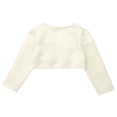 thumbnail image 4 of TSSOE Boléro Shrug à Manches Longues pour Filles, Broderie Florale, Robe de Princesse, Couvre-Robe, Cardigan Court, Champagne 140, 4 of 7