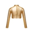 thumbnail image 1 of RUNQHUI Haut Court à Col Roulé Métallique pour Filles, Sequins Brillants, Manches Longues, pour Danse, Raves, Festivals, Sports, Or 8, 1 of 4