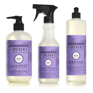 Mrs. MEYER'S Ensemble de cuisine, Savon de vaisselle, savon à main et nettoyant multi-surface, 3 CT (Lilas)