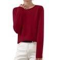 thumbnail image 2 of Meichang Women's Sweaters Fall Long Sleeve Crew Neck Knitted Pullover Solid Loose Fit Oversized Sweaters Jumpers Tops, 2 of 7