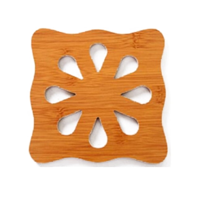 Agiferg Bamboo Wood Hollowed Wooden Cup Mat Cartoon Table Mat Pot Mat Bowl Mat