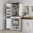 thumbnail image 2 of HOMCOM Farmhouse Kitchen Pantry, Tall Storage Cabinet with Door Racks White, 2 of 10