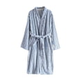 thumbnail image 1 of HAiming Robe en Molleton Duveteuse Rayée d'Hiver Chaude à Manches Longues à Col en V Douce et Confortable avec Ceinture à la Taille, 1 of 9