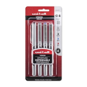 Uni-Ball Vision Rollerball Pen Set, .7Mm, Assorted, 4/Pkg.