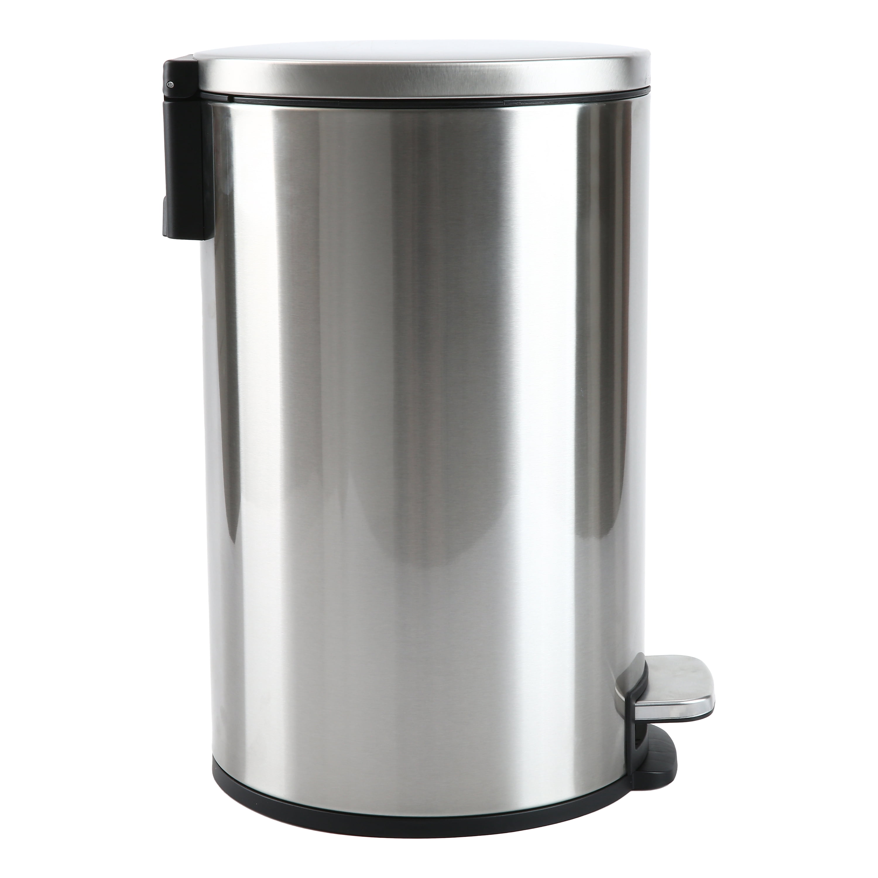 Poubelle de salle de bain Better Homes & Gardens, petite poubelle à pédale de 12 litres en acier inoxydable avec couvercle à fermeture douce, argentée