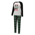 thumbnail image 2 of Kmbangi Pyjamas de Noël Assortis pour la Famille, Hauts Raglan à Lettres + Pantalons à Carreaux, 2 of 9