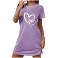 thumbnail image 1 of Rbaofujie Pyjama d'Été pour Femmes Robe de Nuit Courte Surdimensionnée pour Femmes Imprimée à Col Rond et Manches Courtes Robe Pyjama Mignonne, 1 of 4