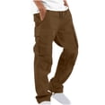 thumbnail image 2 of RKSTN Cargo Pants for Men Drawstring Solid Color Casual Multiple Pockets Trousers Outdoor Fitness Pants with Pockets, 2 of 5