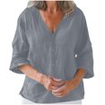 thumbnail image 1 of Women's Casual Cotton and Linen Cardigan with Three-Quarter Sleeves, Solid Color Multi-Color Lightweight Open Front Sweater, Perfect for Spring and Summer, Versatile Women’s Top, 1 of 6