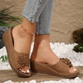 thumbnail image 3 of Orthopedic Platform Sandals for Women 2025 Boho Beach Flower Wedge Dress Slip on with Arch Support, 3 of 5