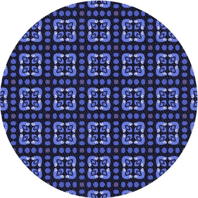 Ahgly Tapis Rond Lavable en Machine Intérieur Transitionnel Bleu Nuit, 5 Pieds Rond