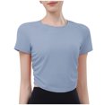 thumbnail image 2 of T-Shirt pour Femme, Haut Décontracté à Manches Courtes et Col Rond, Mélange Doux Extensible Polyester Spandex pour le Quotidien, 2 of 3