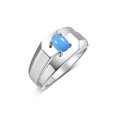 thumbnail image 2 of RYLOS Men's Rings Sterling Silver Ring Classic Solitaire 7X5MM Oval Shape Gemstone Designer Band Turquoise December Birthstone Rings For Men Size 12, 2 of 5