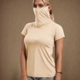 thumbnail image 2 of BiZtdJrK T-Shirts de Protection Solaire à Manches Courtes pour Femmes avec Masque Facial, Maillot Dermoprotecteur d'Extérieur, Chemise de Pêche et de Randonnée, Haut Court Décontracté d'Été, Beige, G Offres chez Walmart, 2 of 8