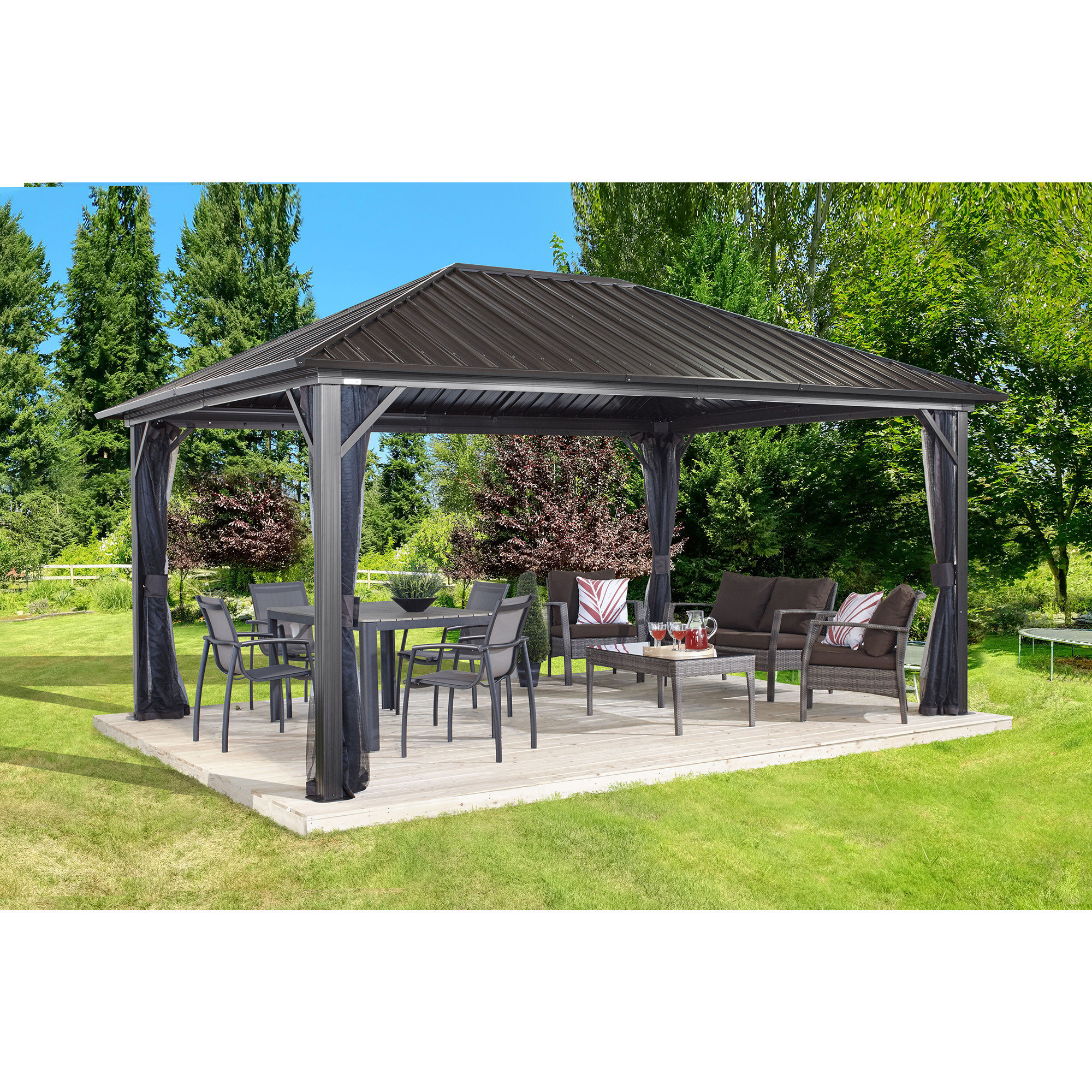 Sojag Genova 10 x 14 9 ft Dark Brown Gazebo