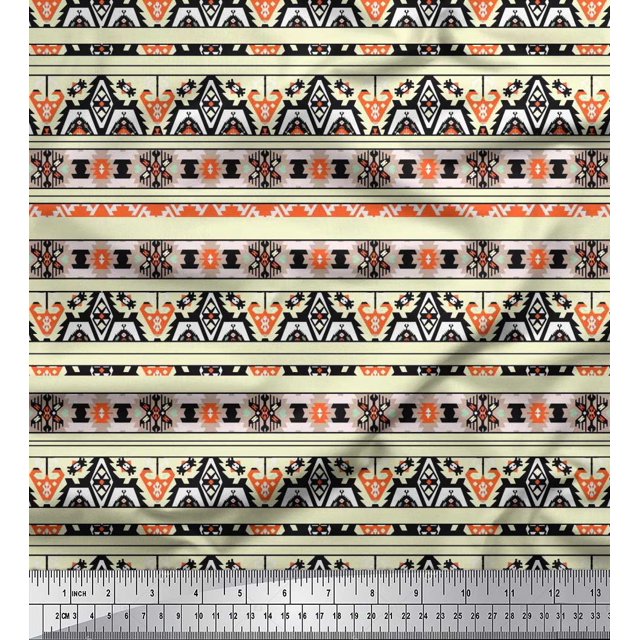 Soimoi Poly Georgette Fabric Aztec Southwestern Print Fabric by Yard 52 Inch Wide