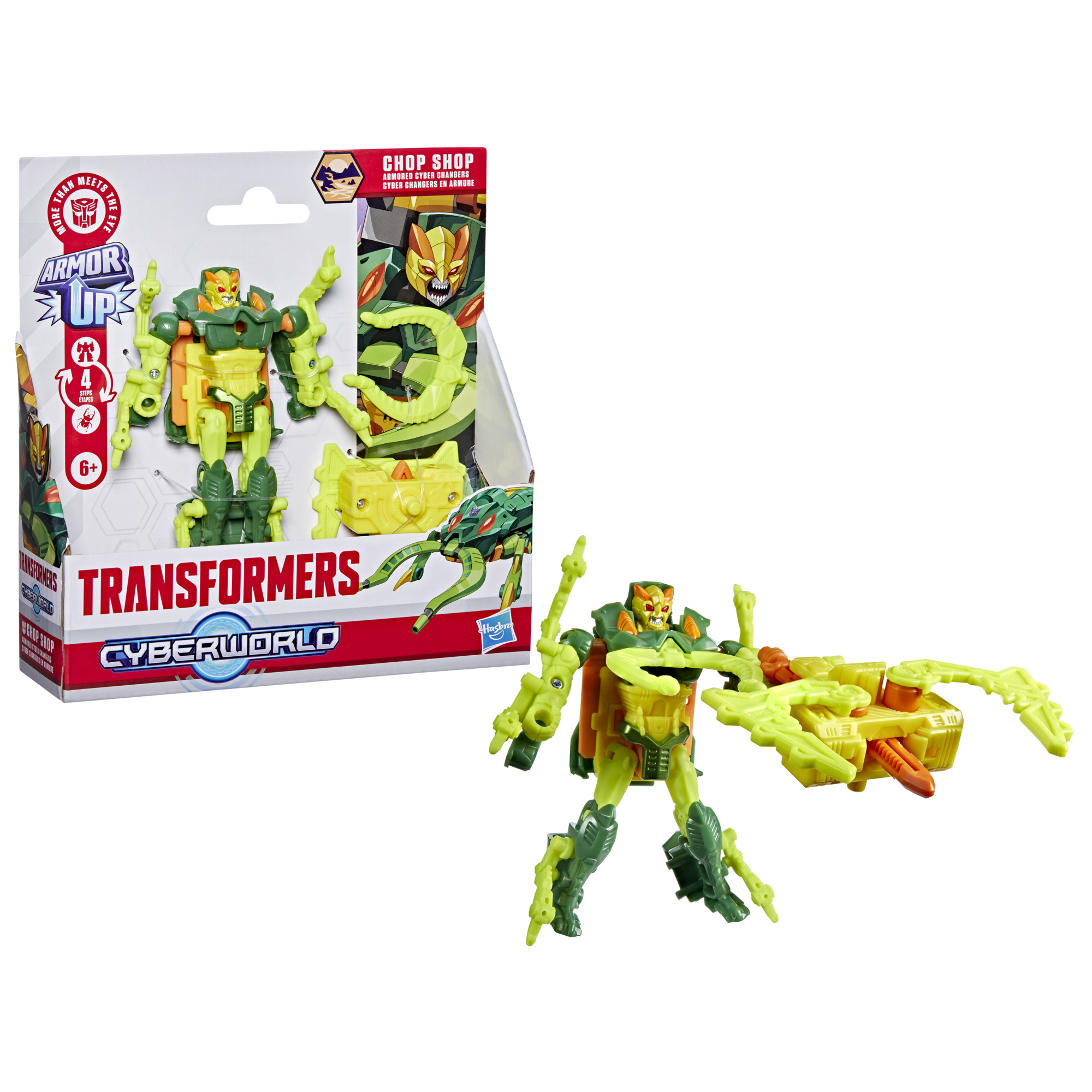 Transformers CYBERWORLD, figurine Cyber Changers Chop Shop en armure