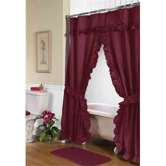 Carnation Home Fashions FSCD-L-20 70 x 72 Po Lauren Rideau de Douche Double Swag&44; Bordeaux