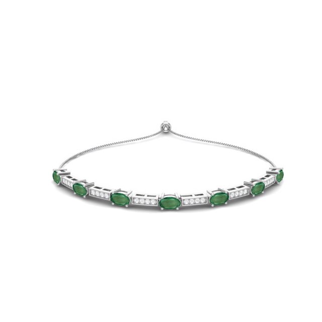 Mooneye Bracelet Tennis pour Femme en Argent Sterling 925 Émeraude Ajustable Cadeau de Noël