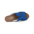 thumbnail image 4 of BLISSFUL STEP Women's Faux Suede Platform High Block Heel Slides Sandals Deep Blue (Size 9.5), 4 of 6