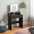 thumbnail image 2 of HOMCOM Makeup Vanity Desk with Mirror, 3 Colour LED Lights, Drawers, Black, 2 of 10