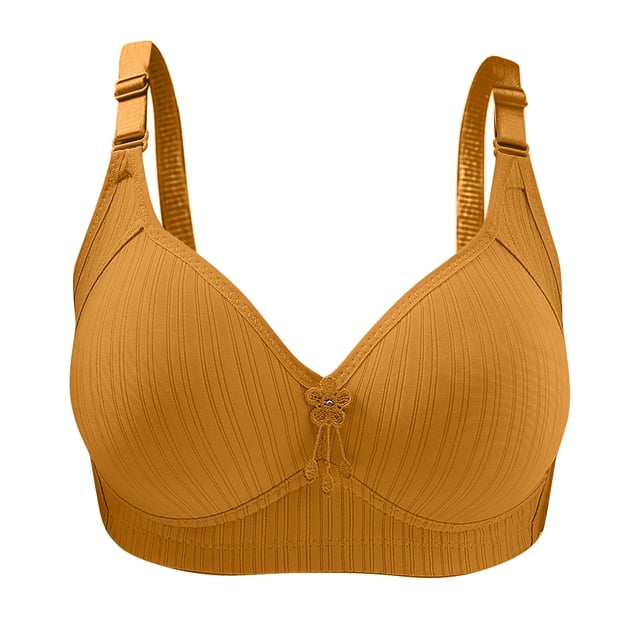 Ersazi Plus Size Nursing Bra Woman's Solid Color Comfortable Hollow Out Perspective Bra Underwear No Rims In Clearance Yellow M