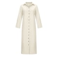 thumbnail image 5 of cfhntfmh Robes Maxi pour Femmes Décontractées d'Automne à Col, Manches Longues, Chemises Boutonnées, Robe Douce en Coton et Lin, 5 of 5