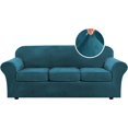 thumbnail image 1 of Modern Velvet Plush 4 Piece High Stretch Sofa Slipcover Furniture Protector Form Fit Luxury Thick Sofa Cover, Machine Washable, 1 of 6